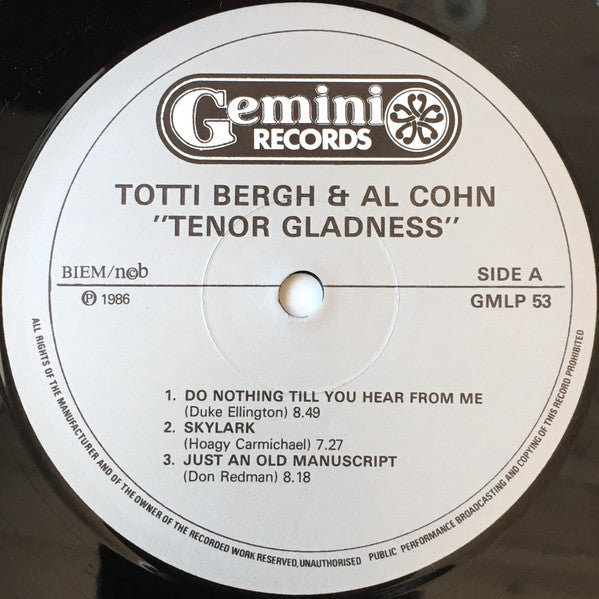 Totti Bergh & Al Cohn – Tenor Gladness, image 3