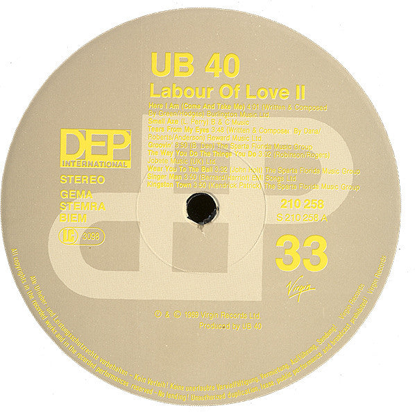 UB40 – Labour Of Love II, image 3
