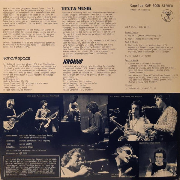 Various – Jazz- Och Rockstipendiater 1976, image 2