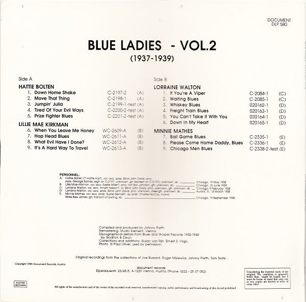 Various – Blue Ladies - Vol.2 (1937-1939), image 2
