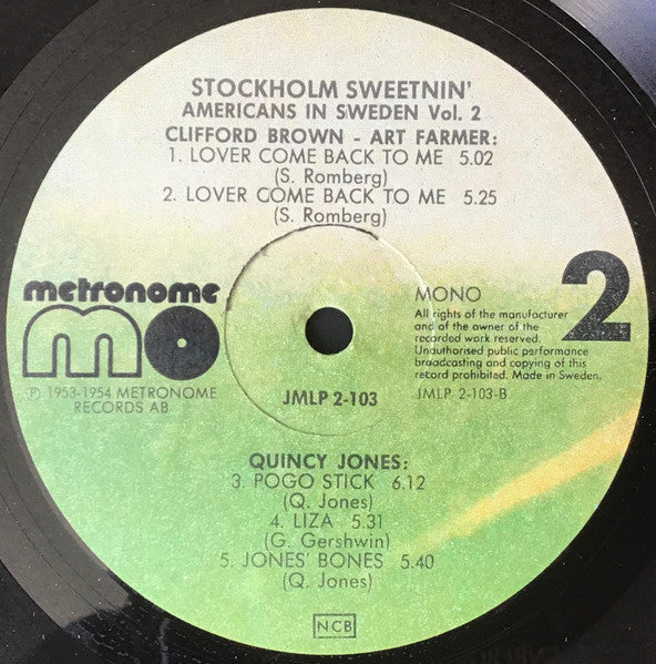 Various – Stockholm Sweetnin' - Americans In Sweden 1949-1954 Vol. 2, image 5