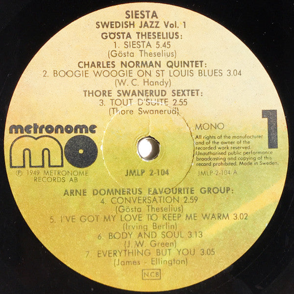 Various – Siesta - Swedish Jazz 1949-1956 Vol. 1, image 5