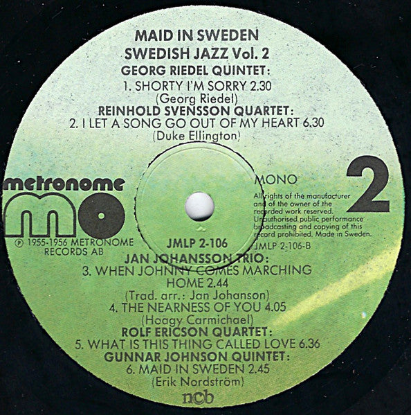 Various – Maid In Sweden - Swedish Jazz 1954-1961 Vol. 2, image 5