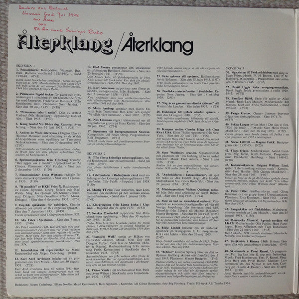 Various – Återklang (Hört, Lekt Och Lärt I Svensk Radio 1925-1974), image 2