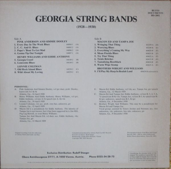 Various – Georgia String Bands (1928-1930), image 2