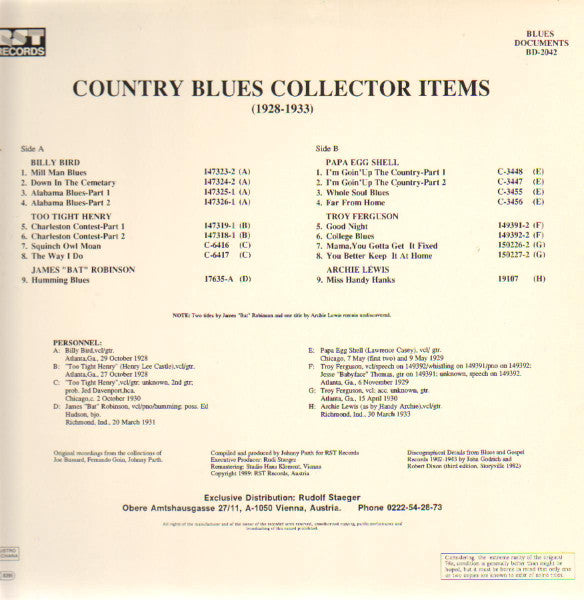 Various – Country Blues Collector Items, image 2