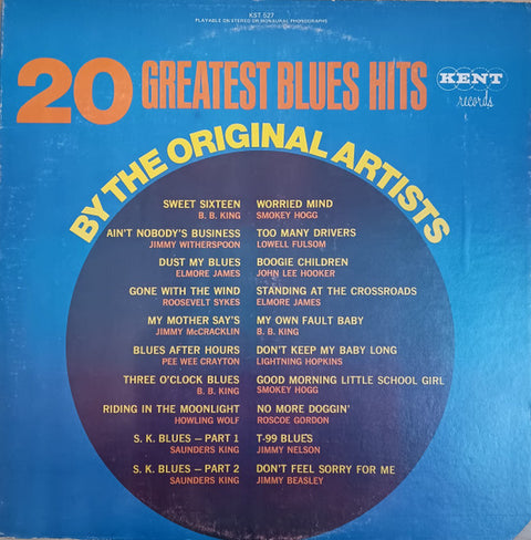 Front cover of Various – 20 Greatest Blues Hits - By Original Artists, Kent, US