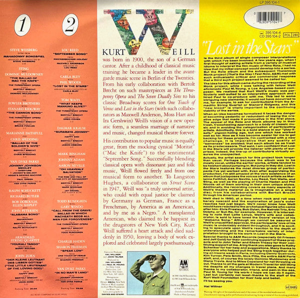 Various – Lost In The Stars (The Music Of Kurt Weill), image 2