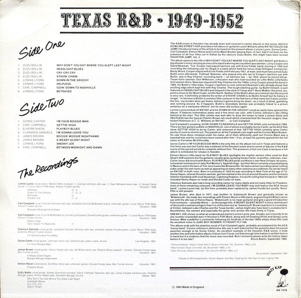 Various – Down In The Groovy (Texas R&B 1949-1952), image 2