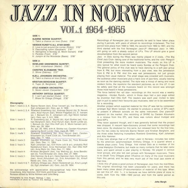 Various – Jazz In Norway Vol. 1  1954-1955, image 2