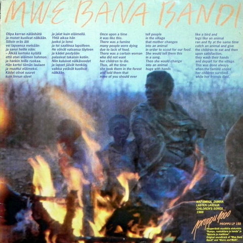 Front cover of Various – Mwe Bana Bandi (Wapamesa, Zambia, Lasten Lauluja Children's Songs 1988), PROPPU, Finland, 1988
