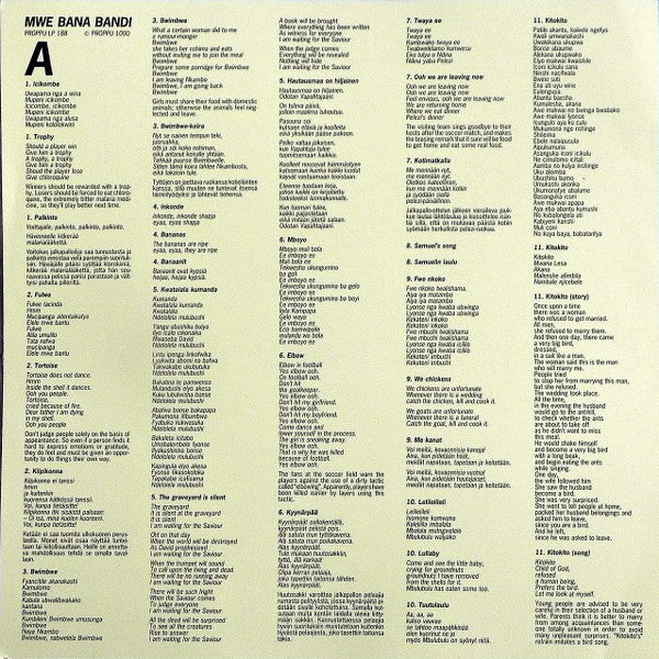 Various – Mwe Bana Bandi (Wapamesa, Zambia, Lasten Lauluja Children's Songs 1988), image 3