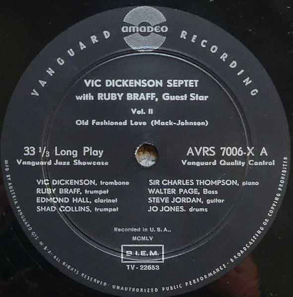 Vic Dickenson Septet With Guest Star Ruby Braff – Vic Dickenson Septet Volume 2, image 3