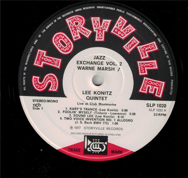 Warne Marsh Lee Konitz Quintet – Live At The Montmartre Club - Jazz Exchange Vol. 2, image 3