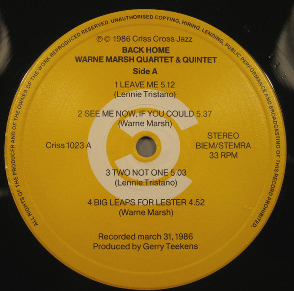 Warne Marsh Quartet & Quintet – Back Home, image 3