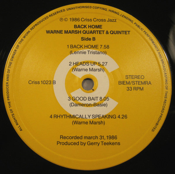 Warne Marsh Quartet & Quintet – Back Home, image 4