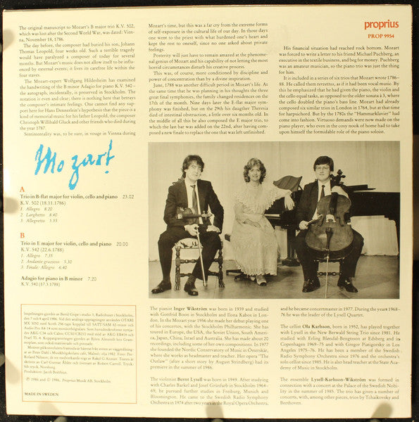 Mozart – Pianotrio B-Dur / Pianotrio E-Dur / Adagio H-Moll, image 2