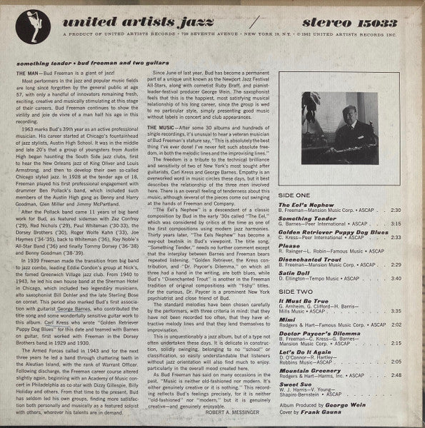 Bud Freeman And Two Guitars George Barnes . Carl Kress – Something Tender, image 2