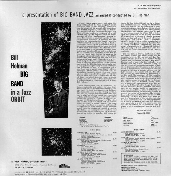 Bill Holman – In A Jazz Orbit, image 2