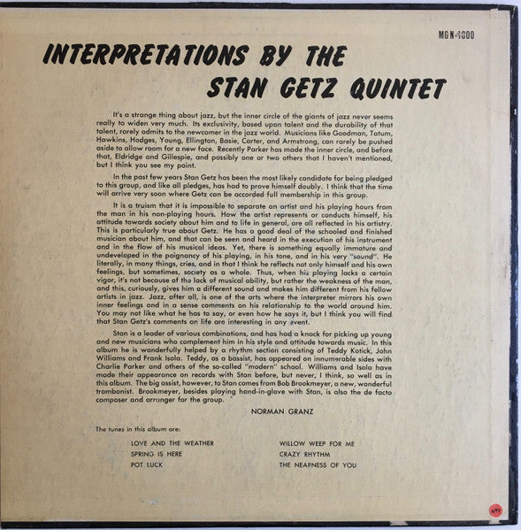The Stan Getz Quintet – Interpretations By The Stan Getz Quintet, image 2