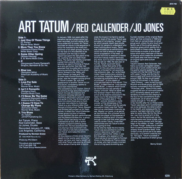 Art Tatum / Red Callender / Jo Jones – The Tatum Group Masterpieces, image 2