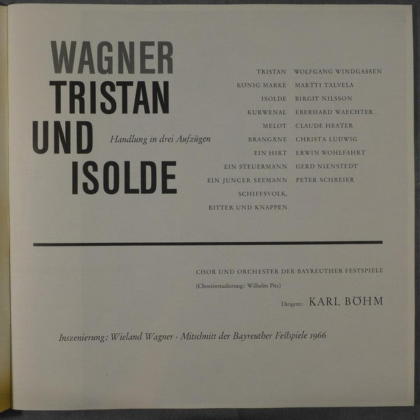 Richard Wagner - Birgit Nilsson, Wolfgang Windgassen, Christa Ludwig, Martti Talvela, Eberhard Waechter, Karl Böhm – Tristan Und Isolde - Bayreuther Festspiele 1966, image 4