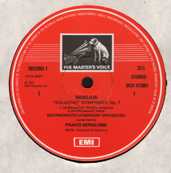 Sibelius / Bournemouth Symphony Orchestra Conducted By Paavo Berglund – Complete Symphonies Including 'Kullervo', image 3