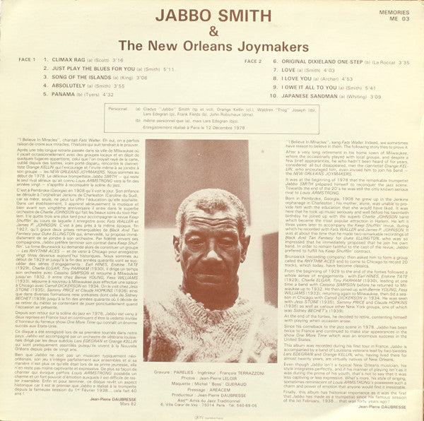 Jabbo Smith & The New Orleans Joymakers – Jabbo!, image 2