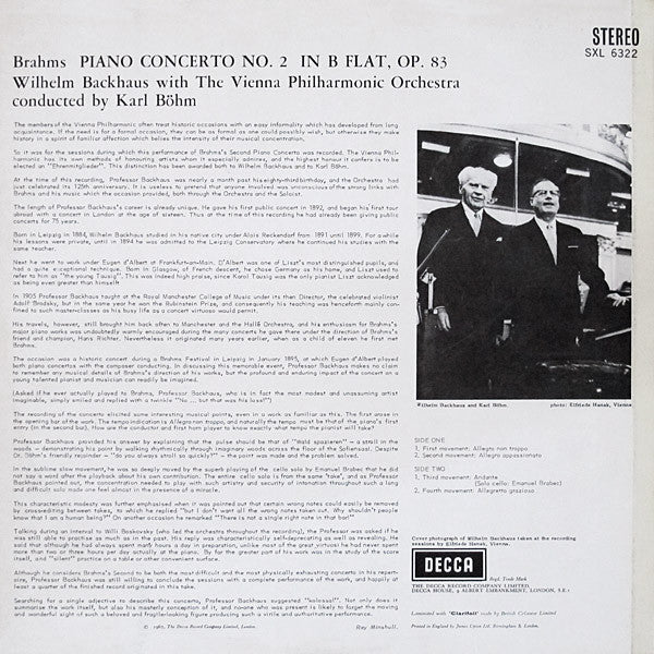 Brahms, Vienna Philharmonic, Böhm, Backhaus – Piano Concerto No.2, image 2