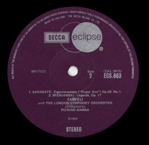 Saint-Saëns, Sarasate, Wieniawski, Alfredo Campoli, London Philharmonic Orchestra, Pierino Gamba – Violin Concerto No. 3, Zigeunerweisen, Legende, image 4