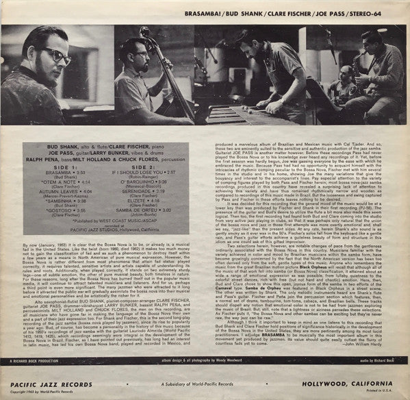 Bud Shank / Clare Fischer / Joe Pass – Brasamba!, image 2