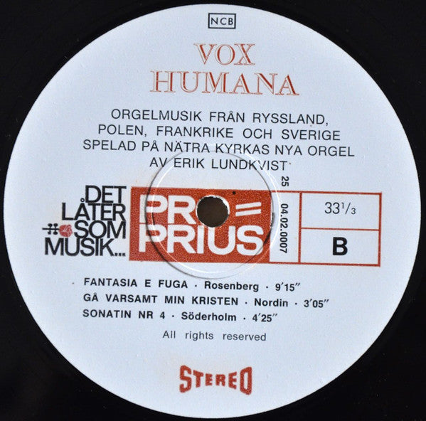 Erik Lundkvist – Vox Humana (Orgelmusik Från Ryssland, Polen, Frankrike Och Sverige, Spelad På Nätra Kyrkas Nya Orgel), image 3
