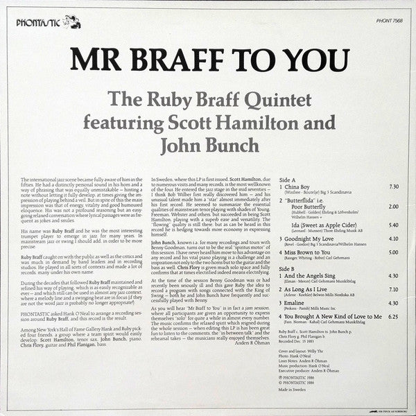 The Ruby Braff Quintet Featuring Scott Hamilton And John Bunch – Mr Braff To You, image 2